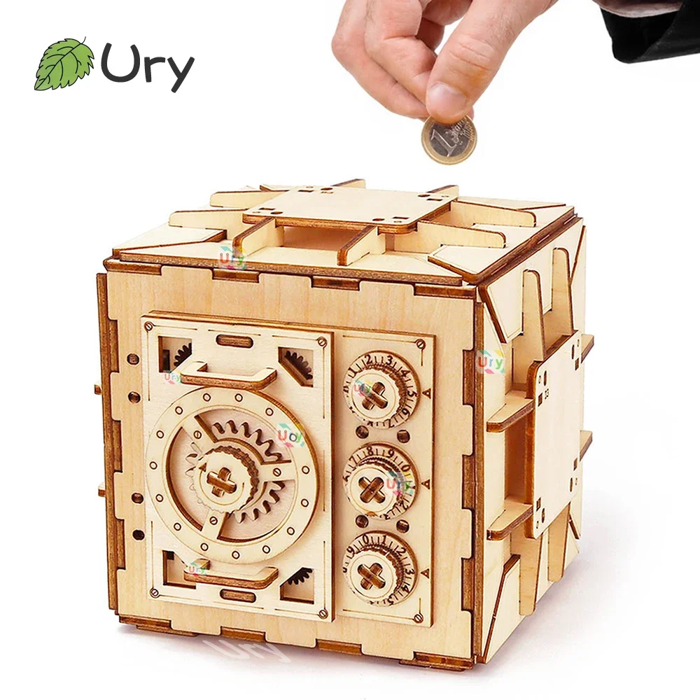 Woodworking Women - URY 3D 木製パズルパスワード宝貯金箱貯金箱 DIY 高度な組立モデルおもちゃクリエイティブギフト女性女の子のため