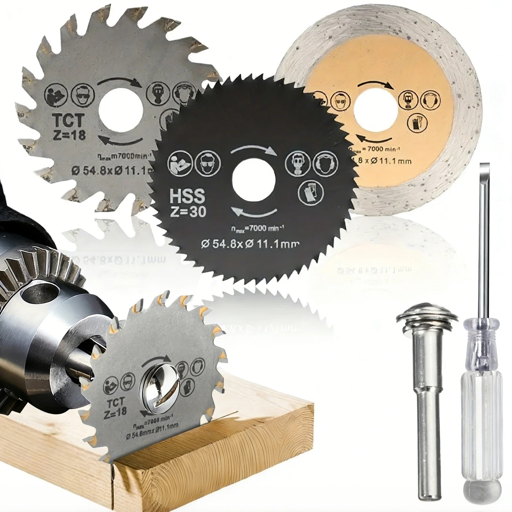 Band Saw Blade - 多機能丸鋸刃セット、木材、軟金属、レンガ用カッティングディスク、6mmシャンク、付属 ドライバー