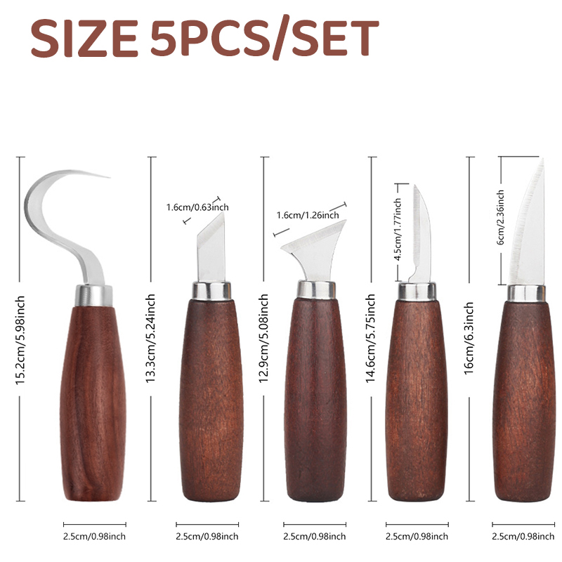 5 個のツール木彫り用ノミ木工カッターハンドツールセット木彫 - Woodworking Knives のレビューと価格