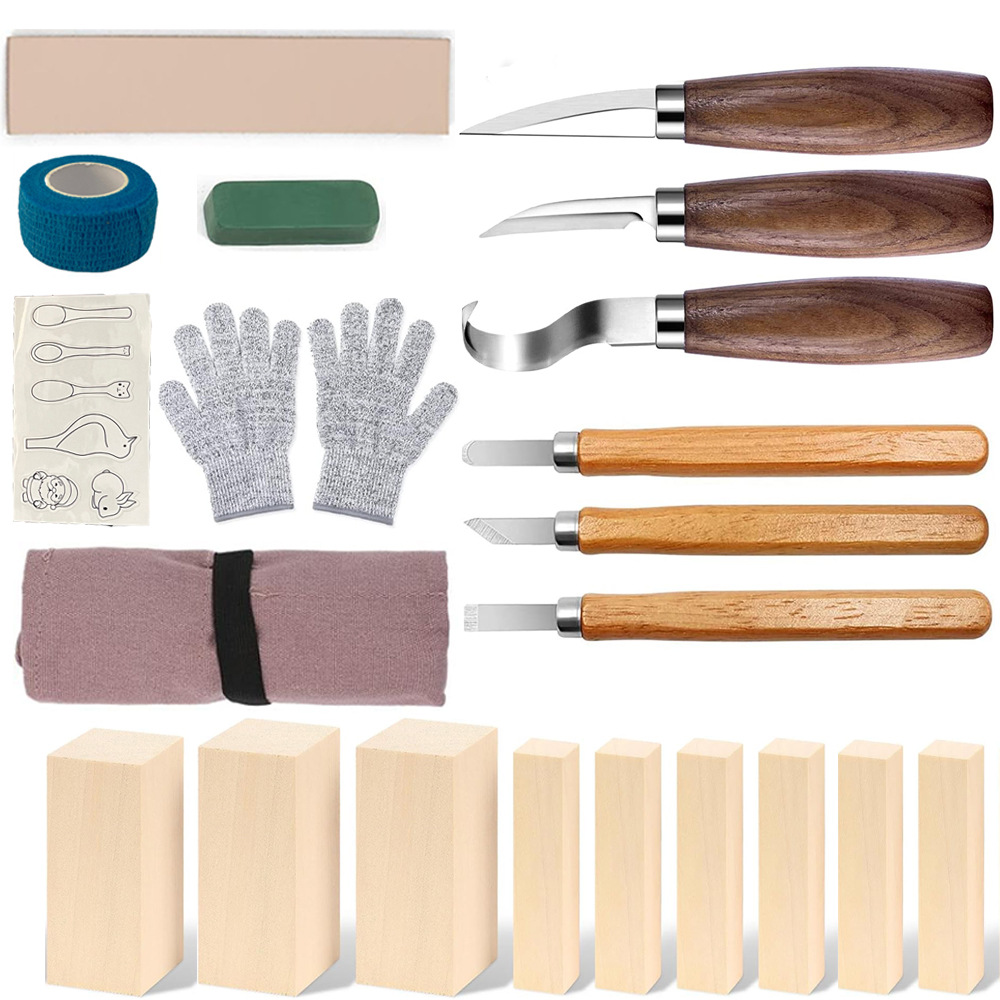 彫刻ナイフギフトボックスセット 21ピース 木工彫刻ナイフセ - Woodworking Knives のレビューと価格