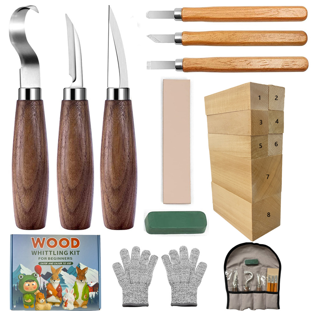 彫刻ナイフギフトボックスセット 21ピース 木工彫刻ナイフセ - Woodworking Knives のレビューと価格