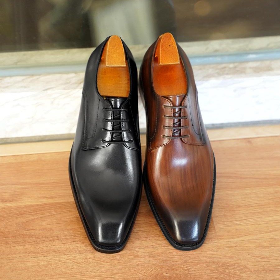 メンズビジネスカジュアルシューズ、ヴィンテージ風木目調スクエ - Woodworking Shoes のレビューと価格